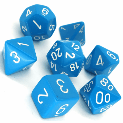 Dés en boite Opaque Light Blue w/white