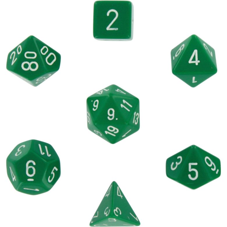 Dés en boite Opaque Green w/white