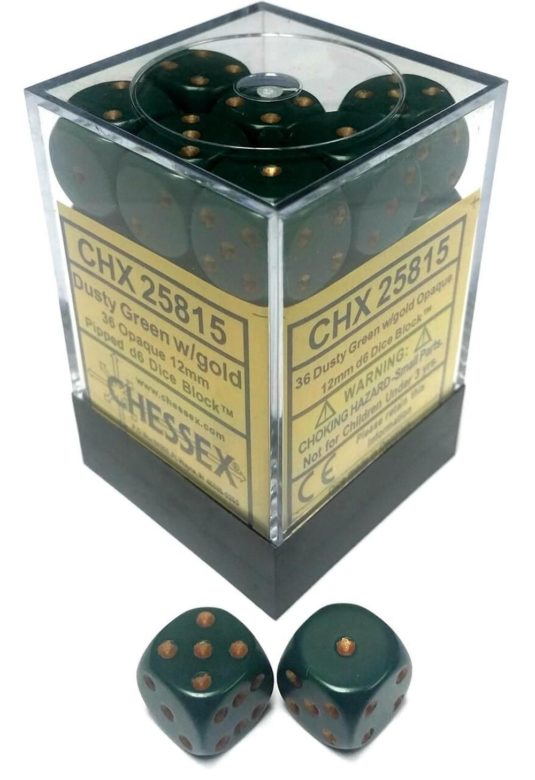 Boite de 36d6 Opaque Dusty Green w/copper