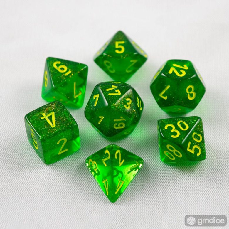 Dés en boite Borealis Maple Green w/yellow