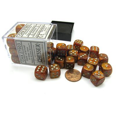 Boite de 36d6 Glitter Gold w/silver