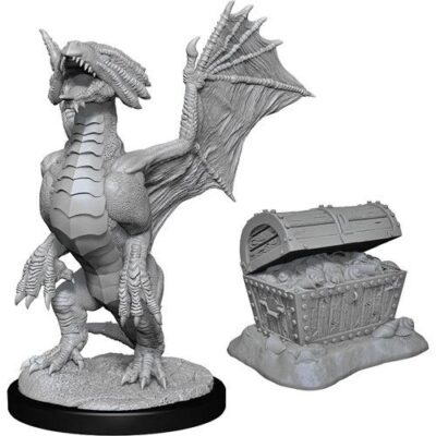 D&D Nolzur's Marvelous Miniatures - Bronze Dragon Wyrmling & Pile of Sea found Treasure