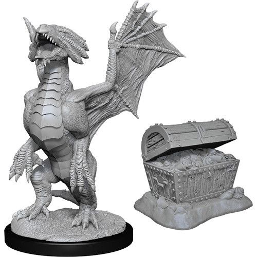 D&D Nolzur's Marvelous Miniatures - Bronze Dragon Wyrmling & Pile of Sea found Treasure