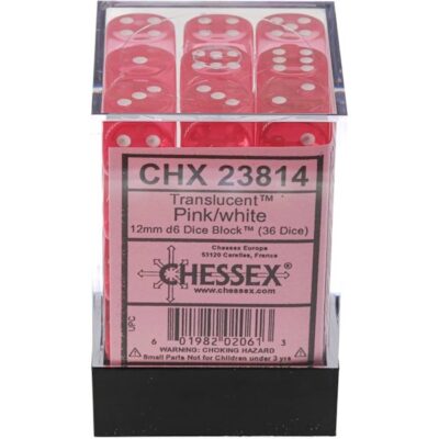 Boite de 36d6 Translucent Pink w/white